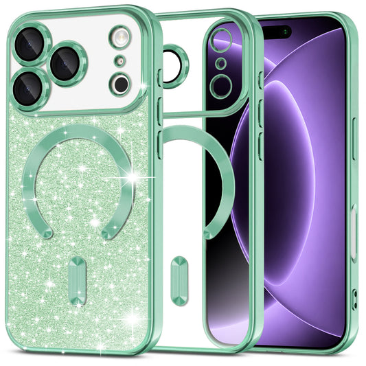 MagSafe-etui til Apple iPhone 18 Pro / 17 Pro, Techsuit, Luxury Glitter, Lysegrøn