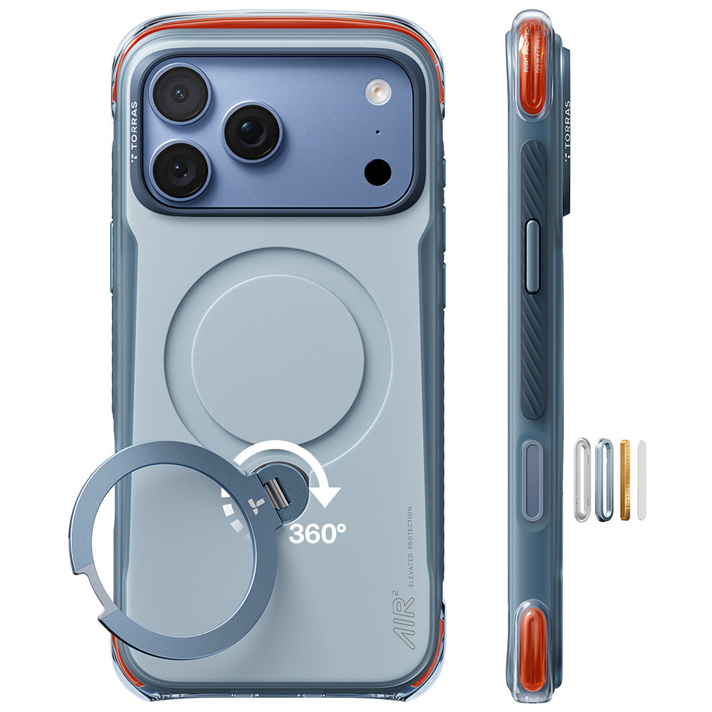 MagSafe-etui til Apple iPhone 18 Pro / 17 Pro, Torras, Ostand Q3 Air Pro, Blå