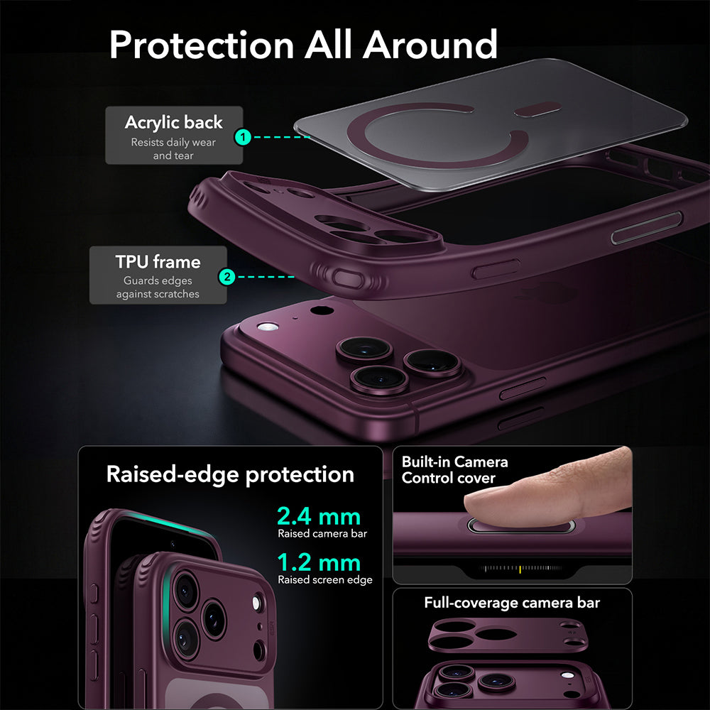 MagSafe-etui til Apple iPhone 18 Pro, ESR, Classic Hybrid, Mørk Rød Satin