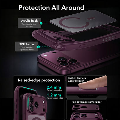 MagSafe-etui til Apple iPhone 18 Pro, ESR, Classic Hybrid, Mørk Rød Satin