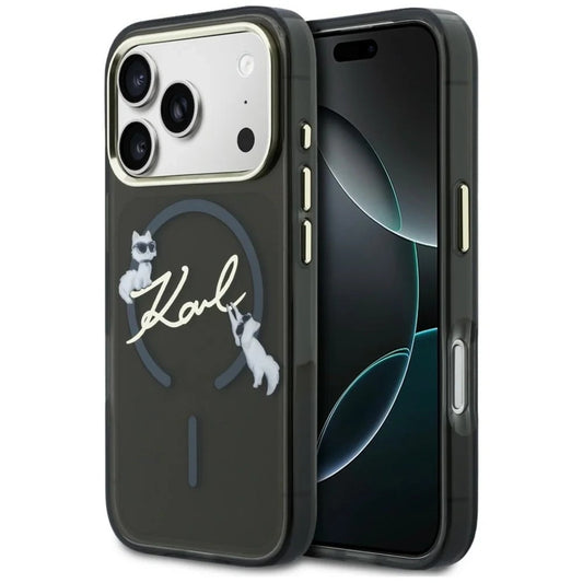 MagSafe-etui til Apple iPhone 18 Pro, Karl Lagerfeld, IML Choupette Karl Script Logo, Sort