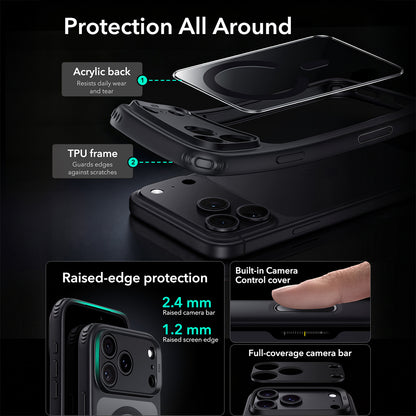 MagSafe-etui til Apple iPhone 18 Pro Max / 17 Pro Max, ESR, Classic Hybrid, Sort Transparent