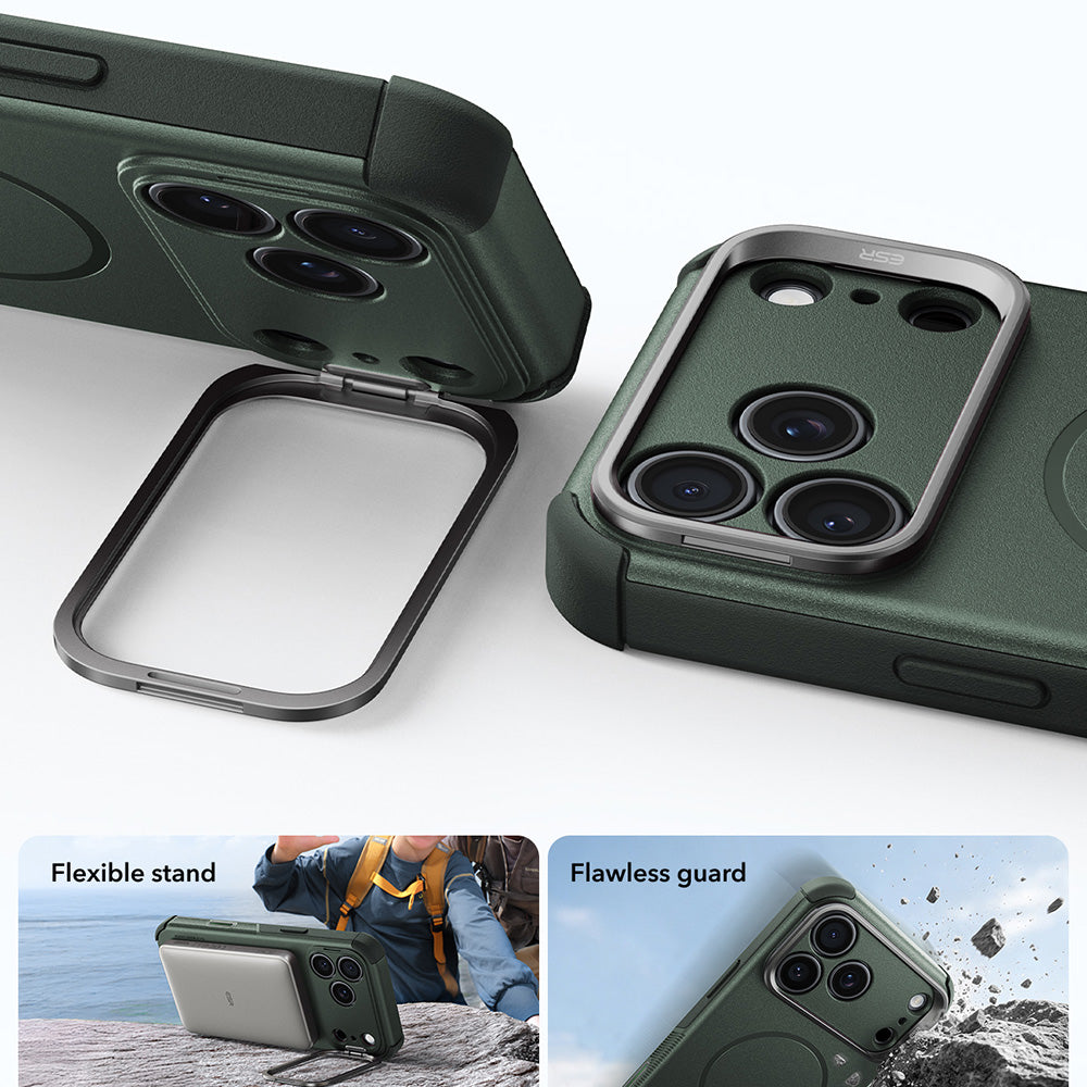 MagSafe-etui til Apple iPhone 18 Pro Max / 17 Pro Max, ESR, Cyber Armor Kickstand, Grøn