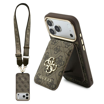 MagSafe Case for Apple iPhone 18 Pro Max / 17 Pro Max, Guess, 4G Cardslot & Big Strap, Brown