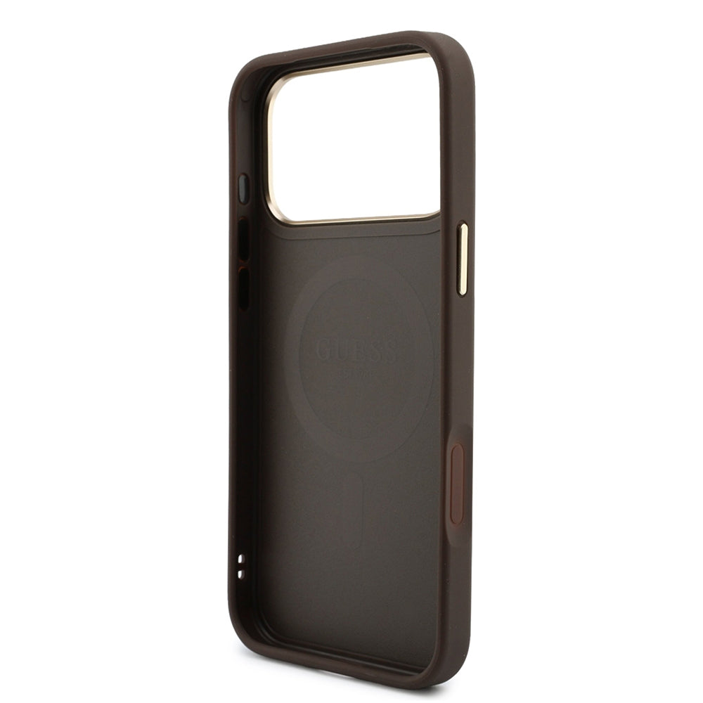 MagSafe Case for Apple iPhone 18 Pro Max / 17 Pro Max, Guess, 4G Cardslot & Big Strap, Brown