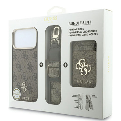 MagSafe Case for Apple iPhone 18 Pro Max / 17 Pro Max, Guess, 4G Cardslot & Big Strap, Brown