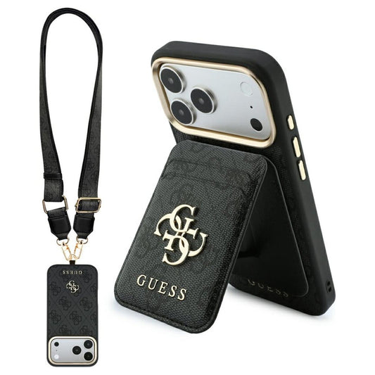 MagSafe-cover til Apple iPhone 18 Pro Max / 17 Pro Max, Guess, 4G Cardslot & Big Strap, sort