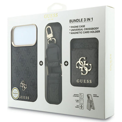 MagSafe-cover til Apple iPhone 18 Pro Max / 17 Pro Max, Guess, 4G Cardslot & Big Strap, sort