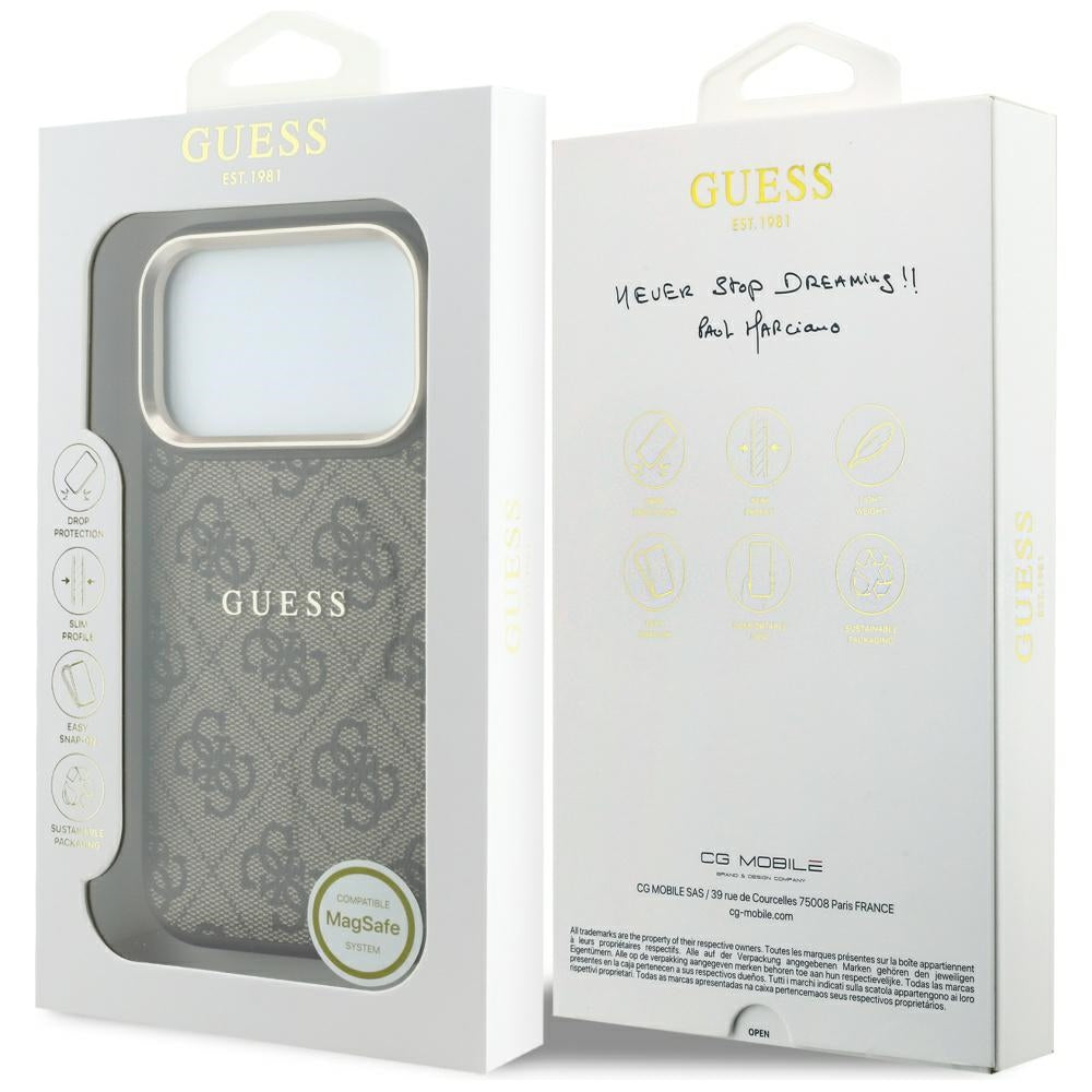 MagSafe-etui til Apple iPhone 18 Pro Max / 17 Pro Max, Guess, 4G Præget Classic, Brun