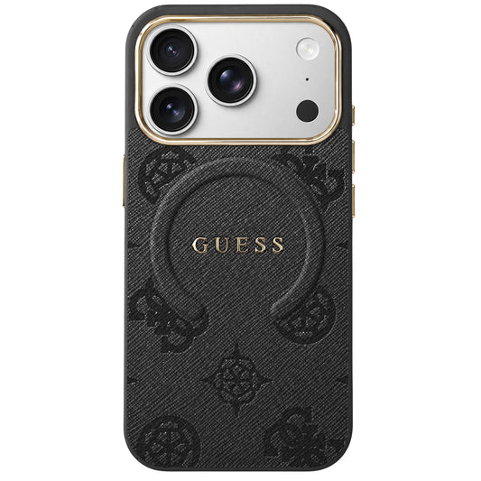 MagSafe-etui til Apple iPhone 18 Pro Max / 17 Pro Max, Guess, 4G præget ring klassisk logo, sort