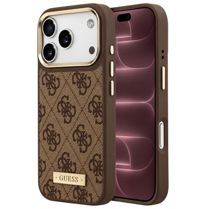 MagSafe-cover til Apple iPhone 18 Pro Max / 17 Pro Max, Guess, 4G Logo Plate, brun