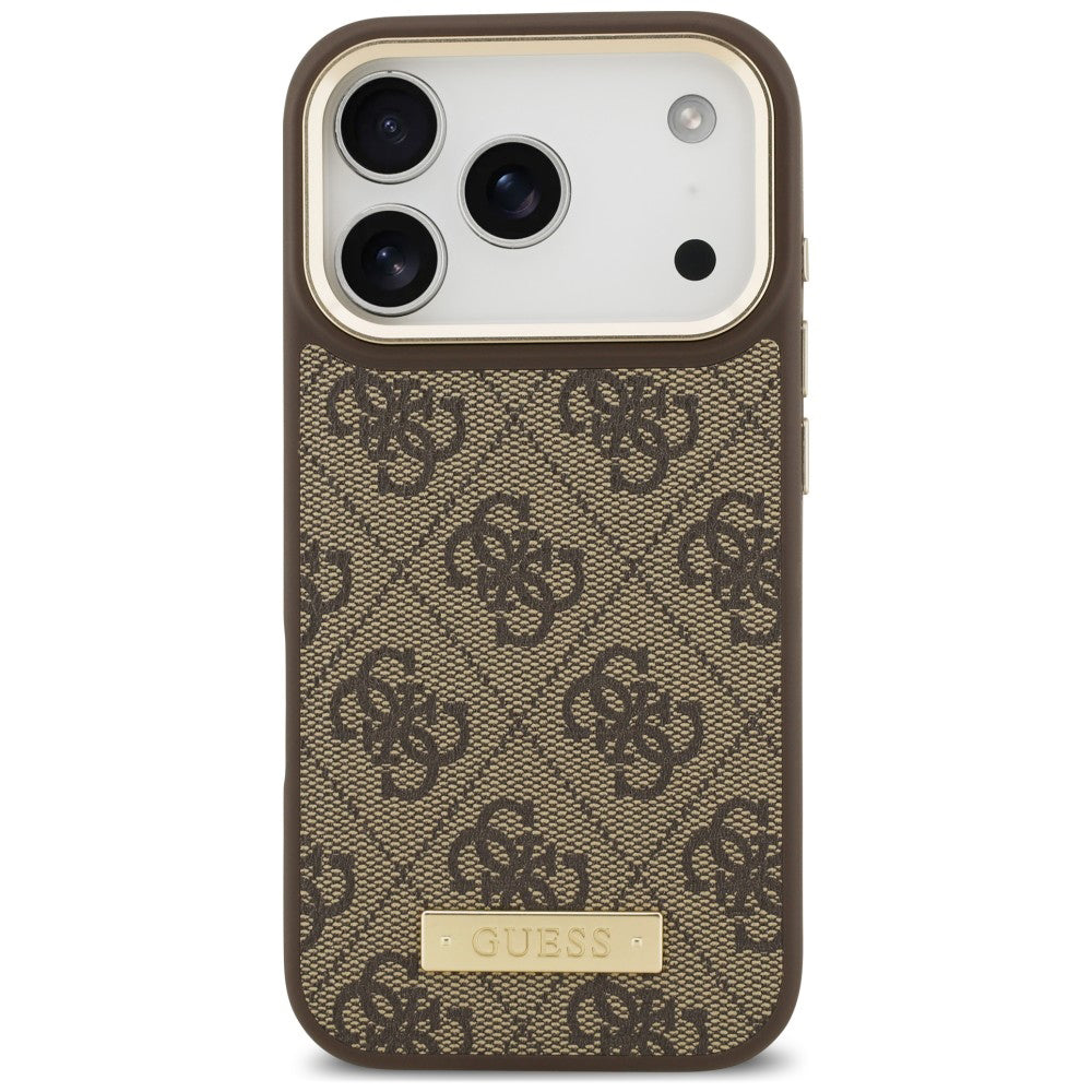 MagSafe-cover til Apple iPhone 18 Pro Max / 17 Pro Max, Guess, 4G Logo Plate, brun