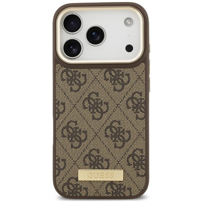 MagSafe-cover til Apple iPhone 18 Pro Max / 17 Pro Max, Guess, 4G Logo Plate, brun