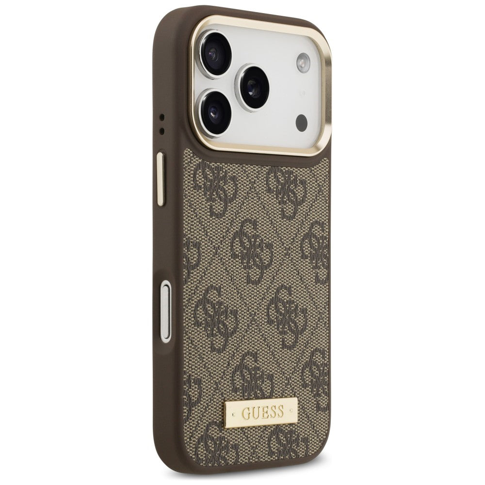 MagSafe-cover til Apple iPhone 18 Pro Max / 17 Pro Max, Guess, 4G Logo Plate, brun
