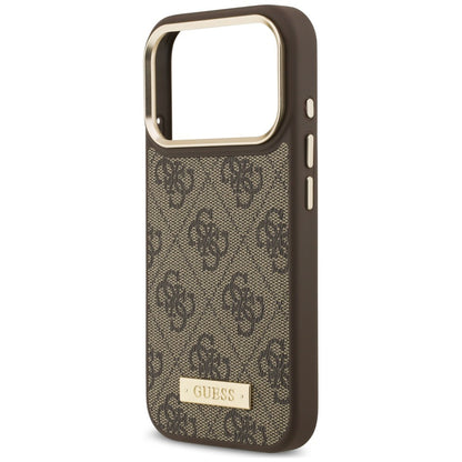 MagSafe-cover til Apple iPhone 18 Pro Max / 17 Pro Max, Guess, 4G Logo Plate, brun