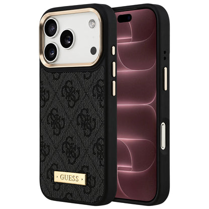 MagSafe-cover til Apple iPhone 18 Pro Max / 17 Pro Max, Guess, 4G Logo Plate, sort