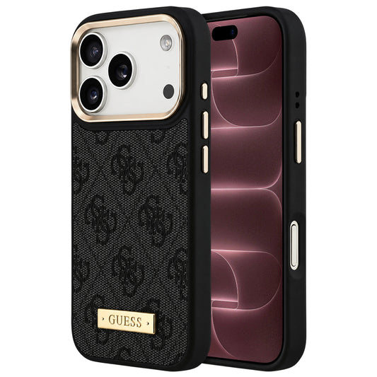 MagSafe-cover til Apple iPhone 18 Pro Max / 17 Pro Max, Guess, 4G Logo Plate, sort
