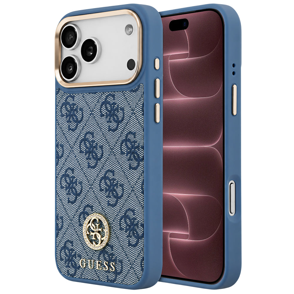 MagSafe-cover til Apple iPhone 18 Pro Max / 17 Pro Max, Guess, 4G Strass-logo, blå