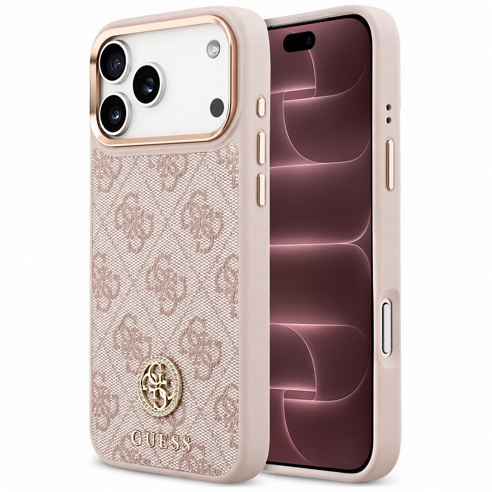 MagSafe-cover til Apple iPhone 18 Pro Max / 17 Pro Max, Guess, 4G Strass-logo, pink