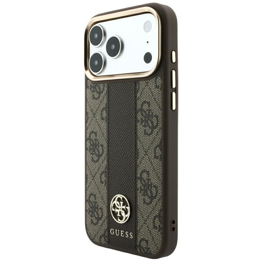 MagSafe-etui til Apple iPhone 18 Pro Max / 17 Pro Max, Guess, 4G Stripe Rundt Klassisk Logo, Brun