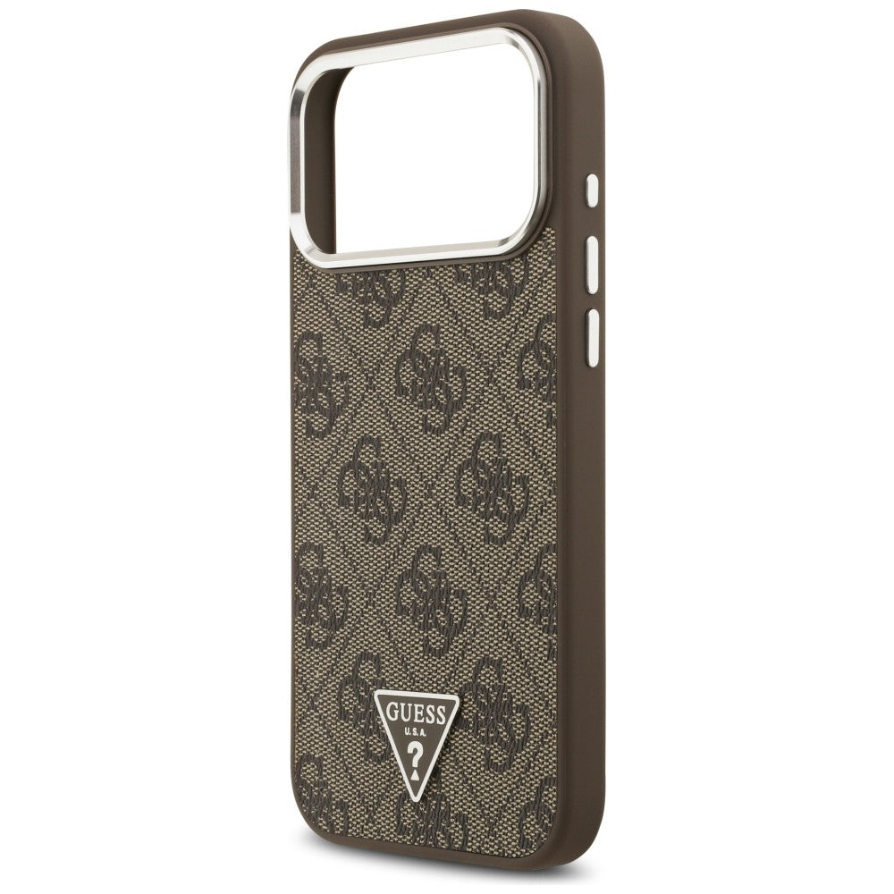 MagSafe-etui til Apple iPhone 18 Pro Max / 17 Pro Max, Guess, 4G Triangle Logo, Brun Sølv