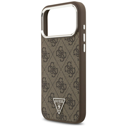 MagSafe-etui til Apple iPhone 18 Pro Max / 17 Pro Max, Guess, 4G Triangle Logo, Brun Sølv