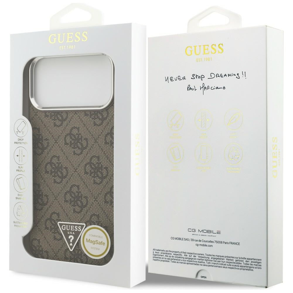 MagSafe-etui til Apple iPhone 18 Pro Max / 17 Pro Max, Guess, 4G Triangle Logo, Brun Sølv
