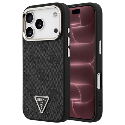 MagSafe-cover til Apple iPhone 18 Pro Max / 17 Pro Max, Guess, 4G Triangle Logo, sort og guld
