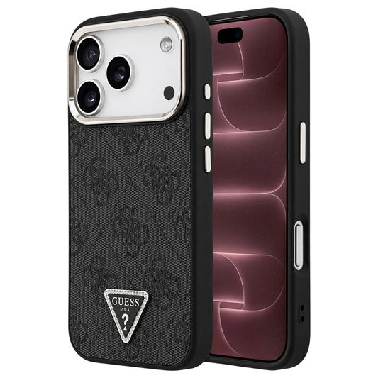 MagSafe-cover til Apple iPhone 18 Pro Max / 17 Pro Max, Guess, 4G Triangle Logo, sort og guld