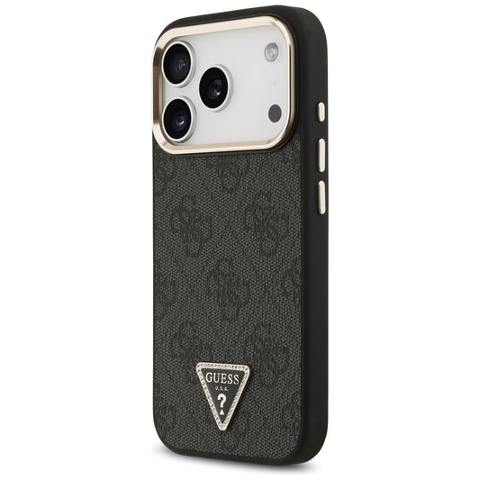 MagSafe-cover til Apple iPhone 18 Pro Max / 17 Pro Max, Guess, 4G Triangle Logo, sort og guld