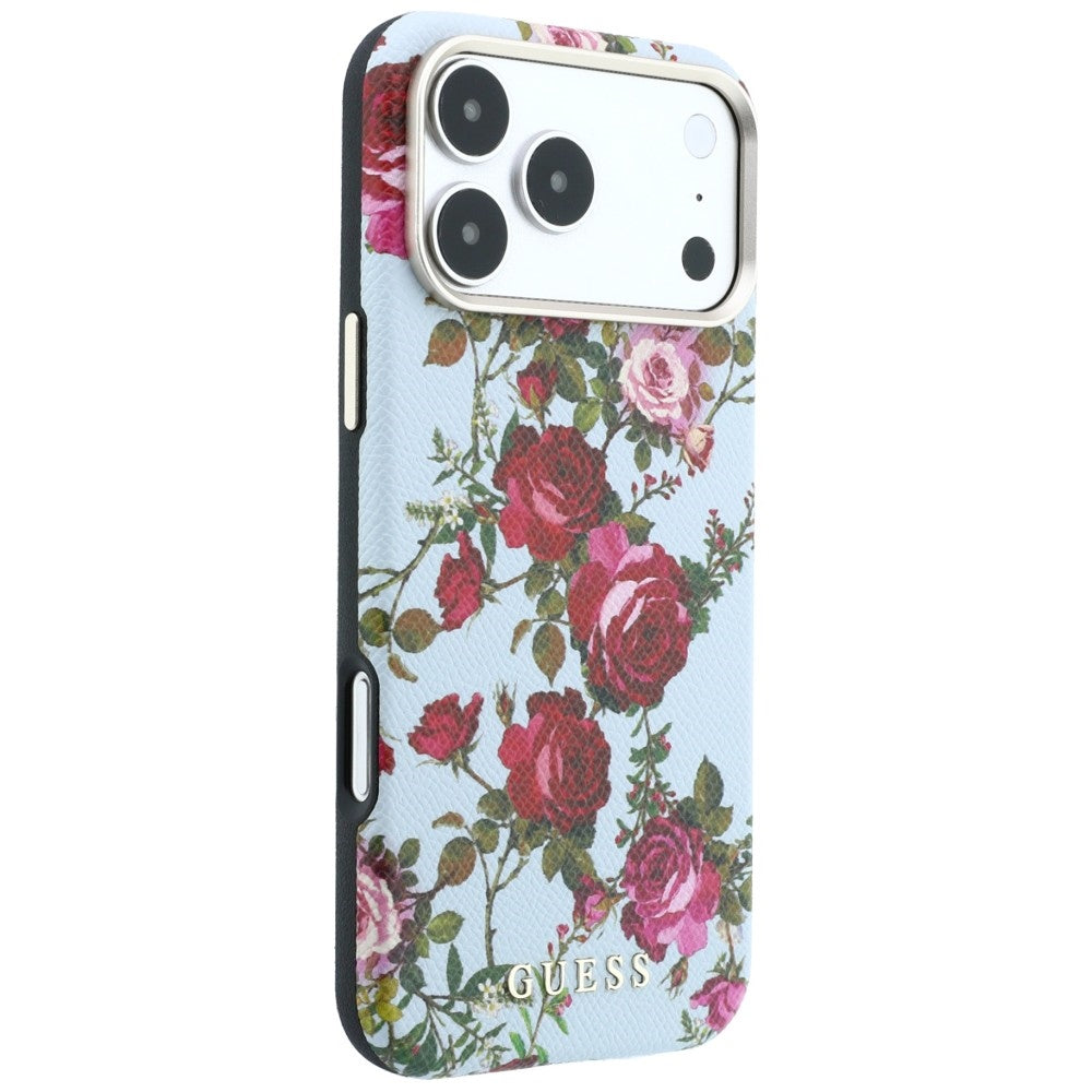 MagSafe-cover til Apple iPhone 18 Pro Max / 17 Pro Max, Guess, Blossom Roses Print, blåfarvet