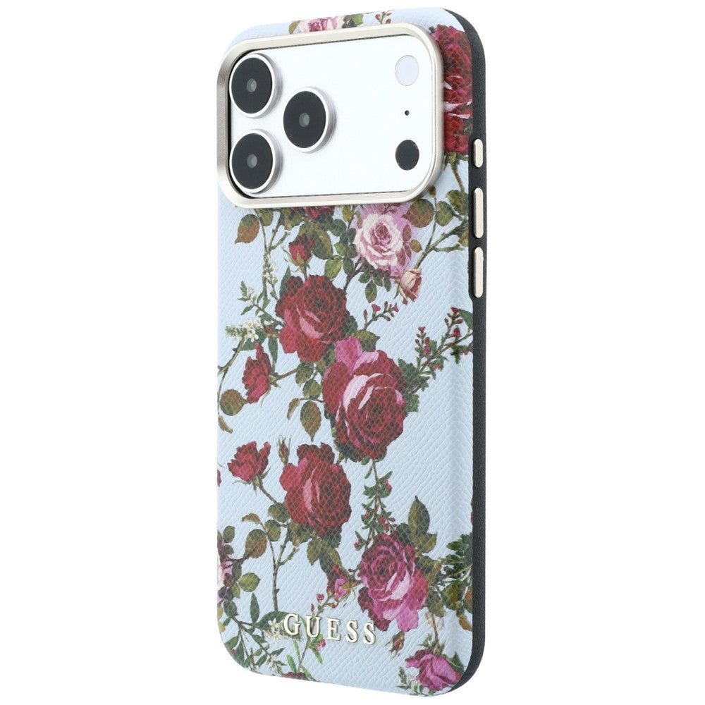 MagSafe-cover til Apple iPhone 18 Pro Max / 17 Pro Max, Guess, Blossom Roses Print, blåfarvet