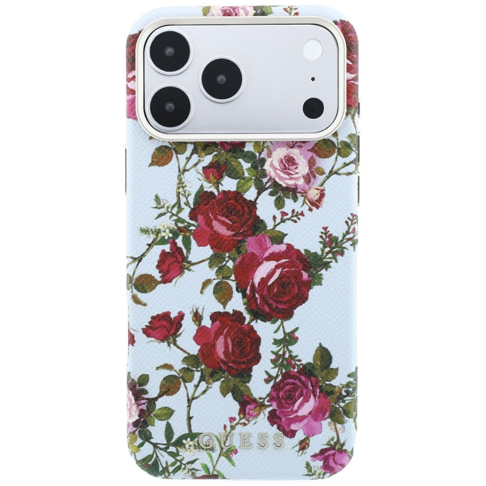MagSafe-cover til Apple iPhone 18 Pro Max / 17 Pro Max, Guess, Blossom Roses Print, blåfarvet