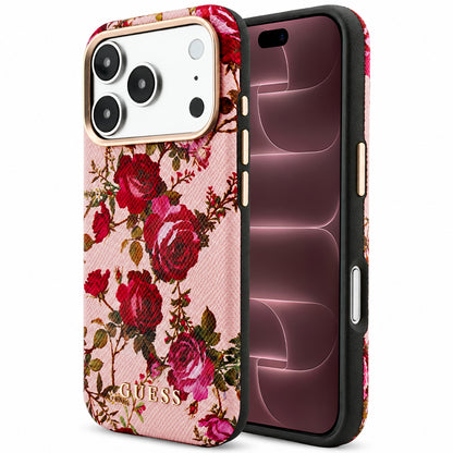 MagSafe-cover til Apple iPhone 18 Pro Max / 17 Pro Max, Guess, Blossom Roses Print, pink