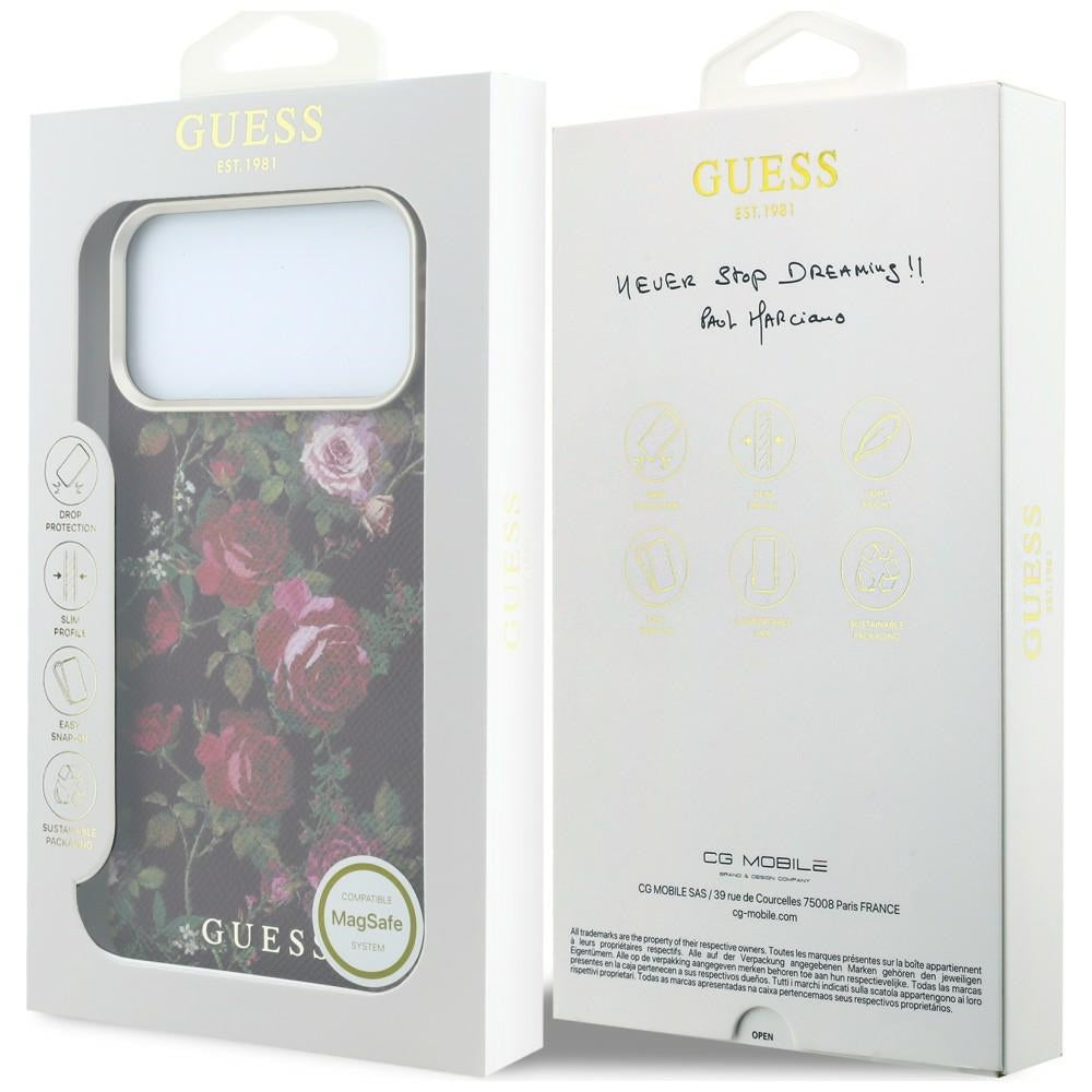 MagSafe-cover til Apple iPhone 18 Pro Max / 17 Pro Max, Guess, Blossom Roses Print, bordeauxfarvet
