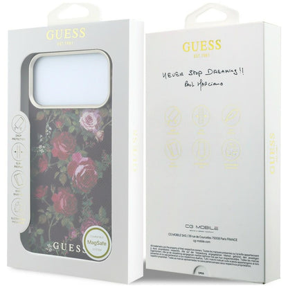 MagSafe-cover til Apple iPhone 18 Pro Max / 17 Pro Max, Guess, Blossom Roses Print, bordeauxfarvet
