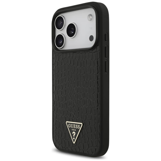 MagSafe-cover til Apple iPhone 18 Pro Max / 17 Pro Max, Guess, Croco Triangle Logo, sort