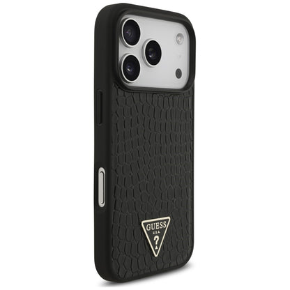 MagSafe-cover til Apple iPhone 18 Pro Max / 17 Pro Max, Guess, Croco Triangle Logo, sort