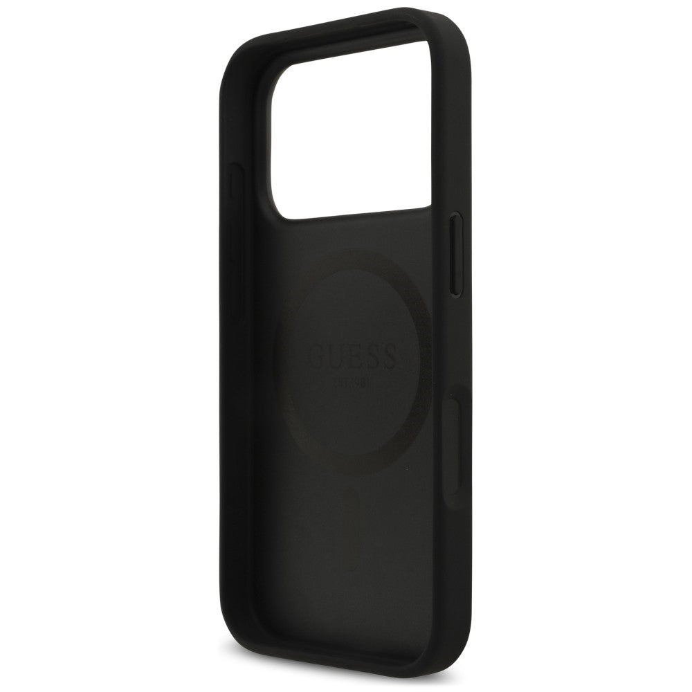 MagSafe-cover til Apple iPhone 18 Pro Max / 17 Pro Max, Guess, Croco Triangle Logo, sort