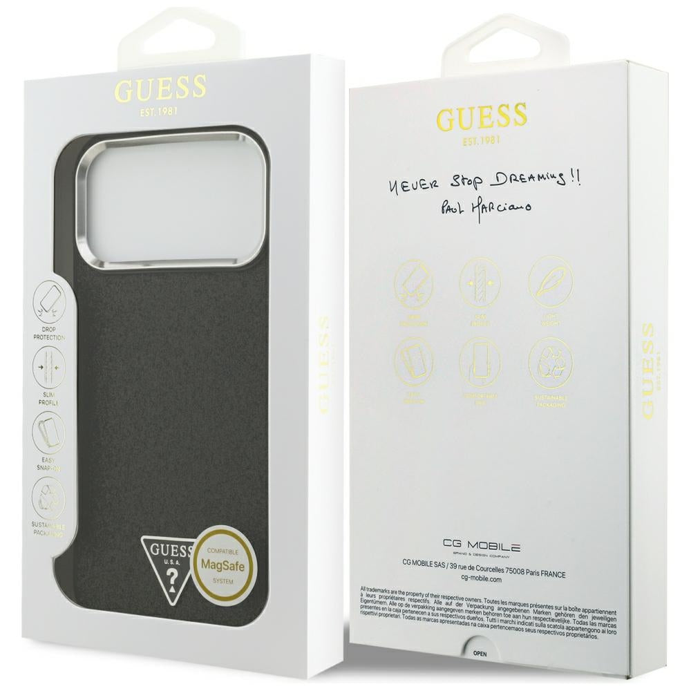 MagSafe-etui til Apple iPhone 18 Pro Max / 17 Pro Max, Guess, Glitter Triangle Logo, Sort