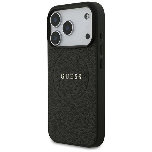 MagSafe-etui til Apple iPhone 18 Pro Max / 17 Pro Max, Guess, Grained Gold Ring, Sort
