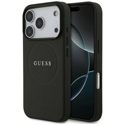 MagSafe-etui til Apple iPhone 18 Pro Max / 17 Pro Max, Guess, Grained Gold Ring, Sort