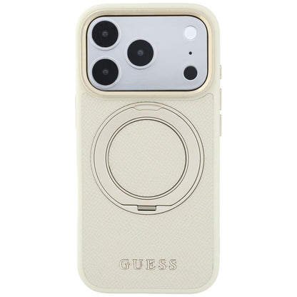 MagSafe-etui til Apple iPhone 18 Pro Max / 17 Pro Max, Guess, Grained Ring Stand 360 Classic, Beige