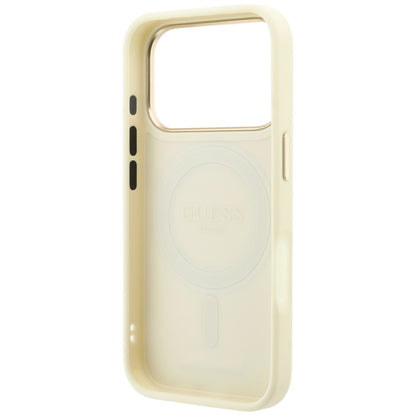 MagSafe-etui til Apple iPhone 18 Pro Max / 17 Pro Max, Guess, Grained Ring Stand 360 Classic, Beige