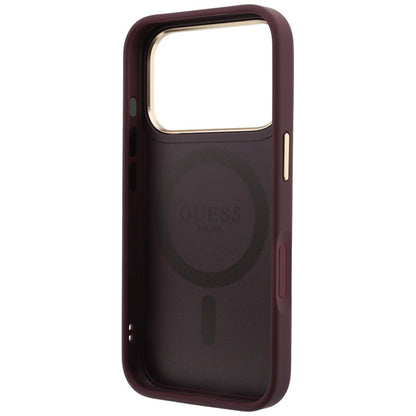 MagSafe-etui til Apple iPhone 18 Pro Max / 17 Pro Max, Guess, Grained Ring Stand 360 Classic, Vinrød