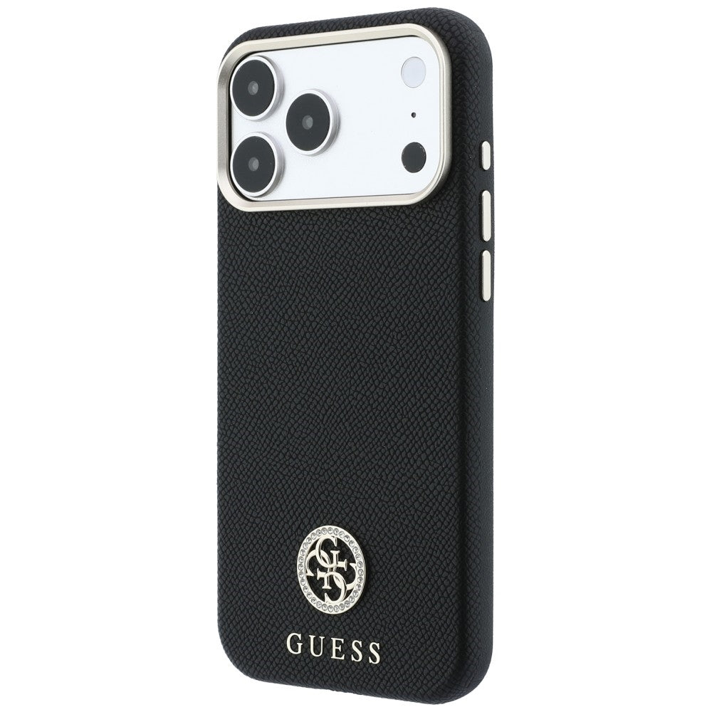 MagSafe-etui til Apple iPhone 18 Pro Max / 17 Pro Max, Guess, Kornet Rund Strass Logo, Sort