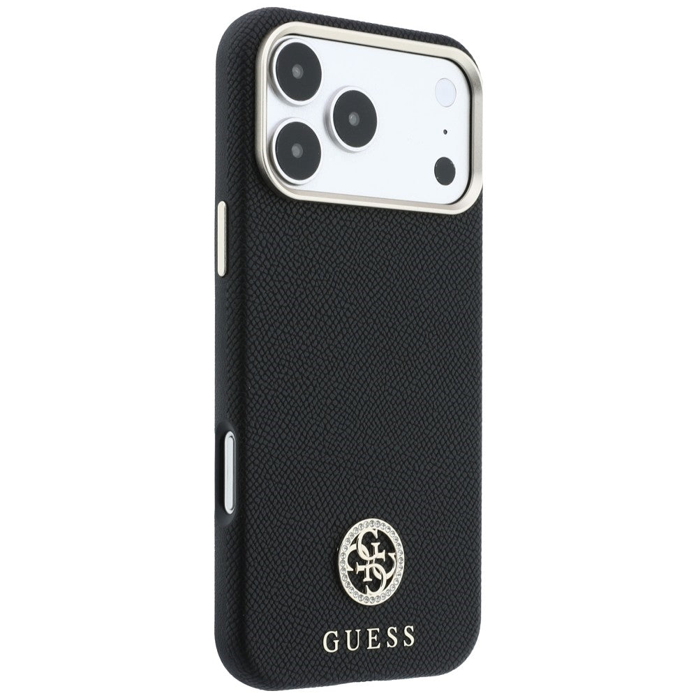 MagSafe-etui til Apple iPhone 18 Pro Max / 17 Pro Max, Guess, Kornet Rund Strass Logo, Sort