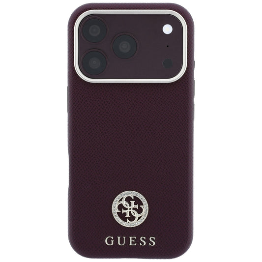 MagSafe-etui til Apple iPhone 18 Pro Max / 17 Pro Max, Guess, Kornet Rund Strass Logo, Vinrød