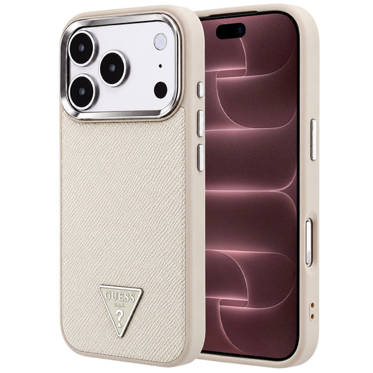 MagSafe-etui til Apple iPhone 18 Pro Max / 17 Pro Max, Guess, Kornet Trekantlogo, Beige