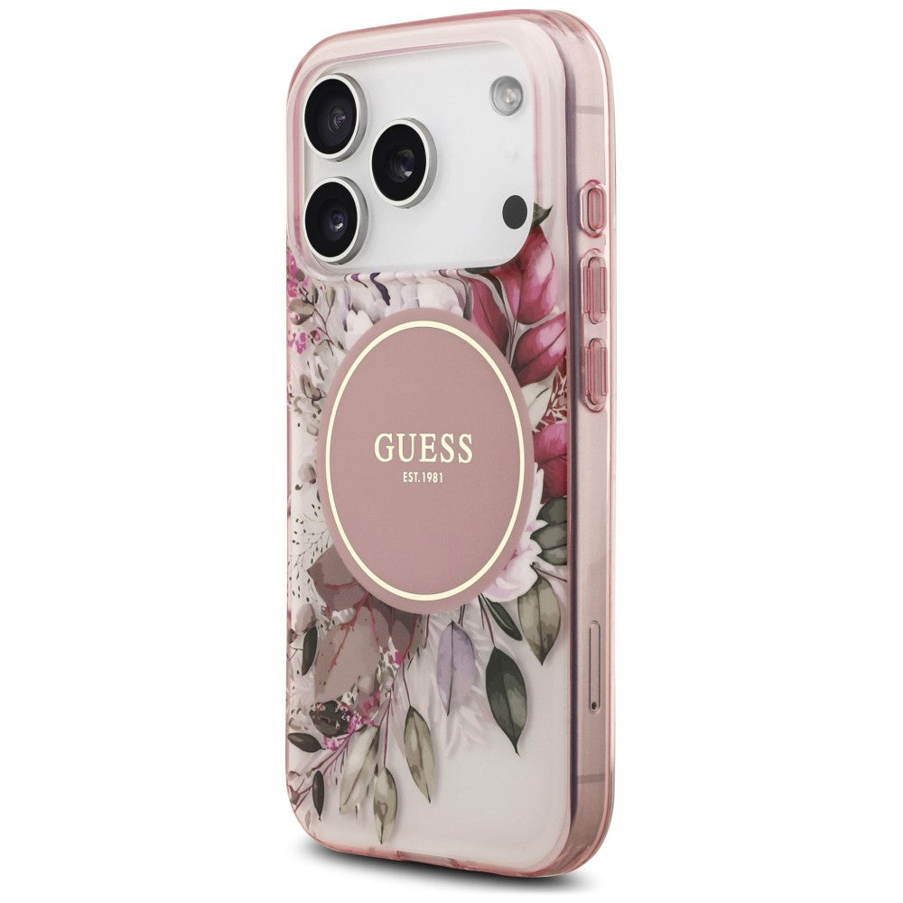 MagSafe-cover til Apple iPhone 18 Pro Max / 17 Pro Max, Guess, IML Flower & Tonal Circle, lyserød